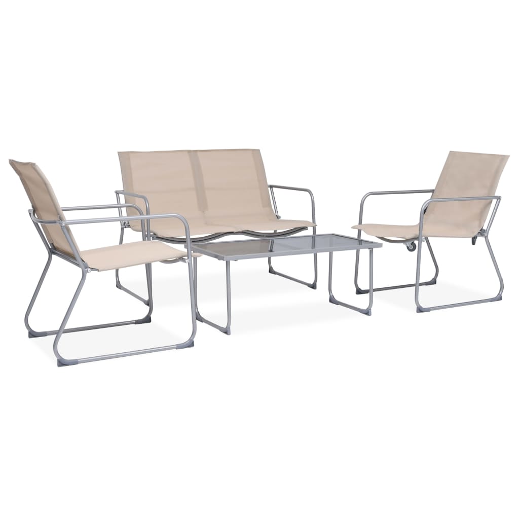 Salon de jardin 4 pcs Tissu et acier Crème - XIOS