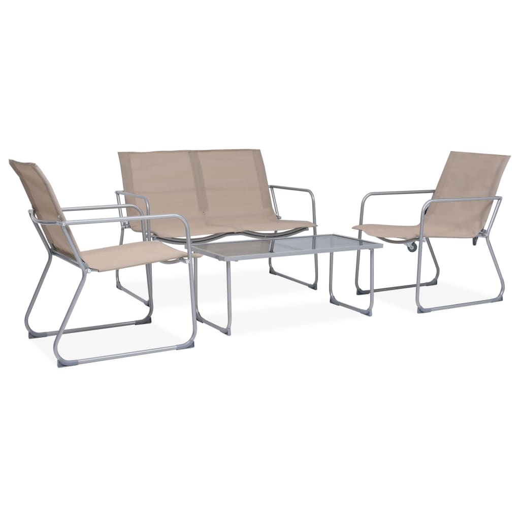 Salon de jardin 4 pcs Tissu et acier Taupe - XIOS