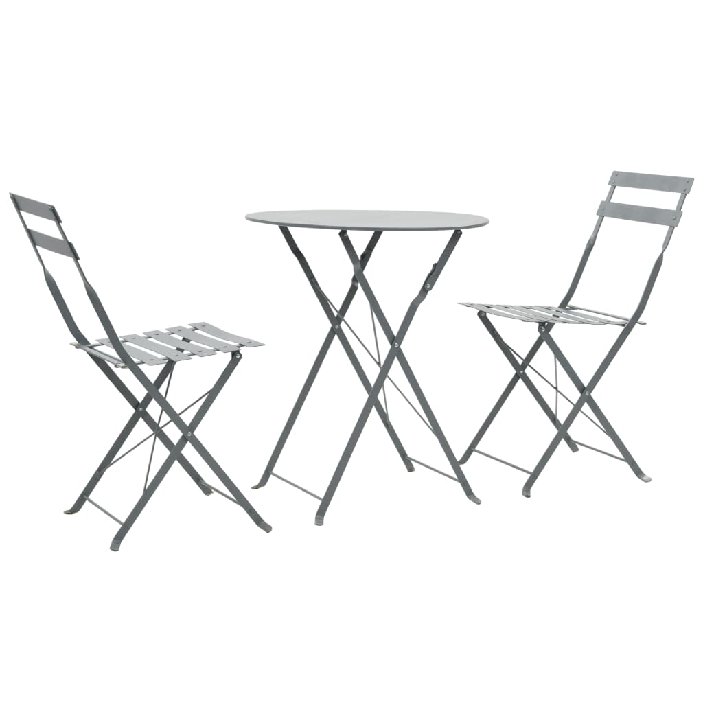 Mobilier de bistro 3 pcs Acier Gris - XIOS