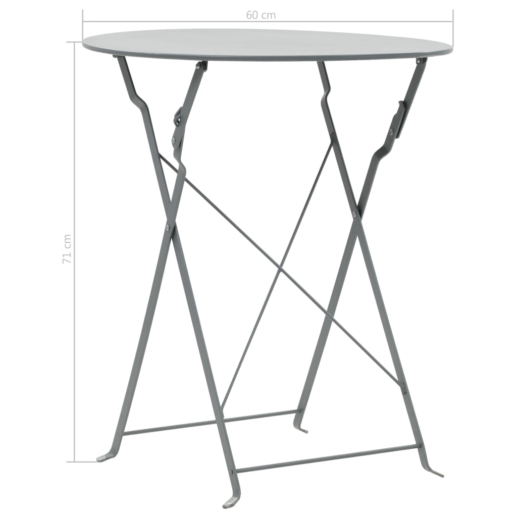 Mobilier de bistro 3 pcs Acier Gris - XIOS