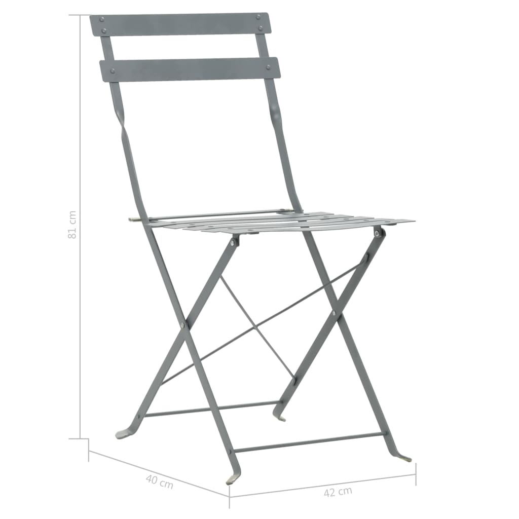 Mobilier de bistro 3 pcs Acier Gris - XIOS