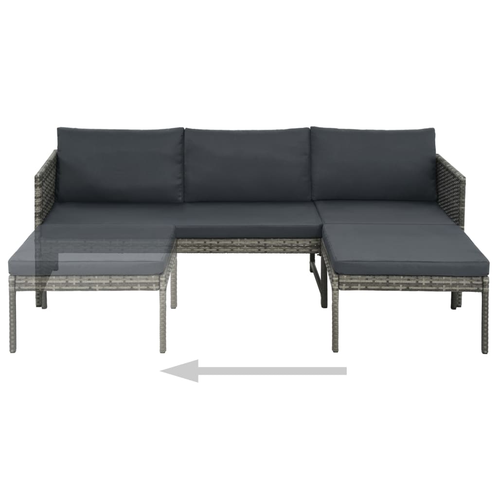 Salon de jardin 3 pcs avec coussins Résine tressée Gris - XIOS