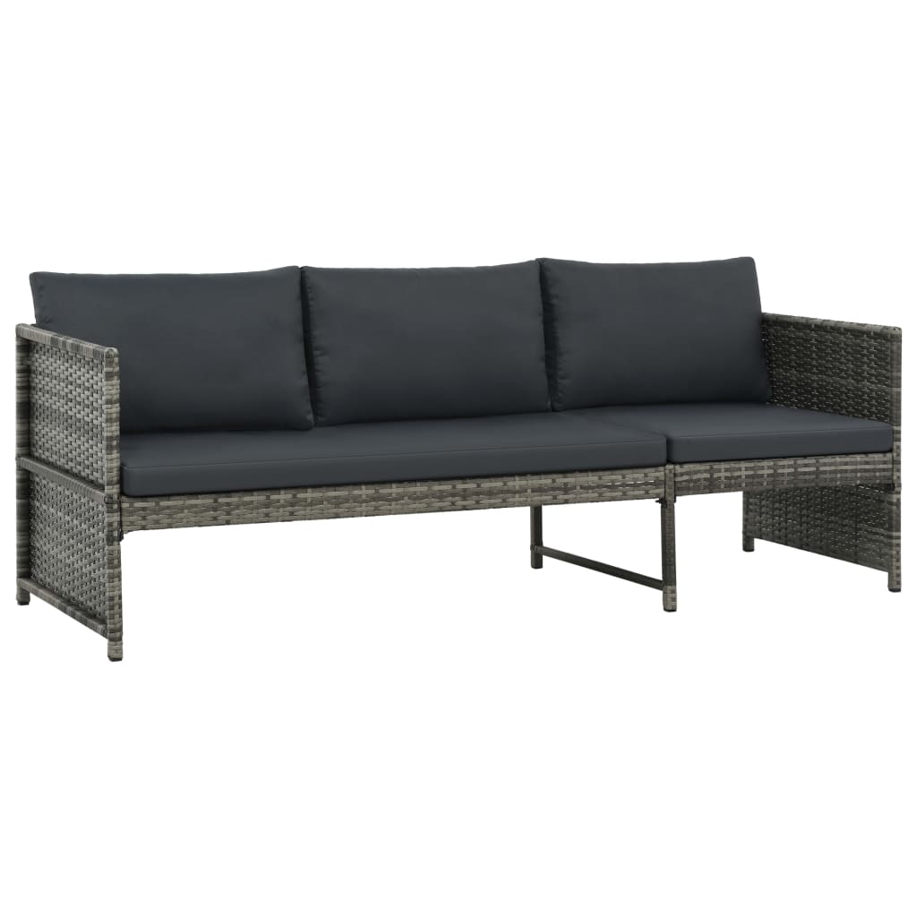 Salon de jardin 3 pcs avec coussins Résine tressée Gris - XIOS