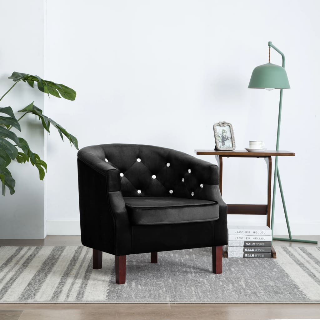 Fauteuil noir velours - XIOS