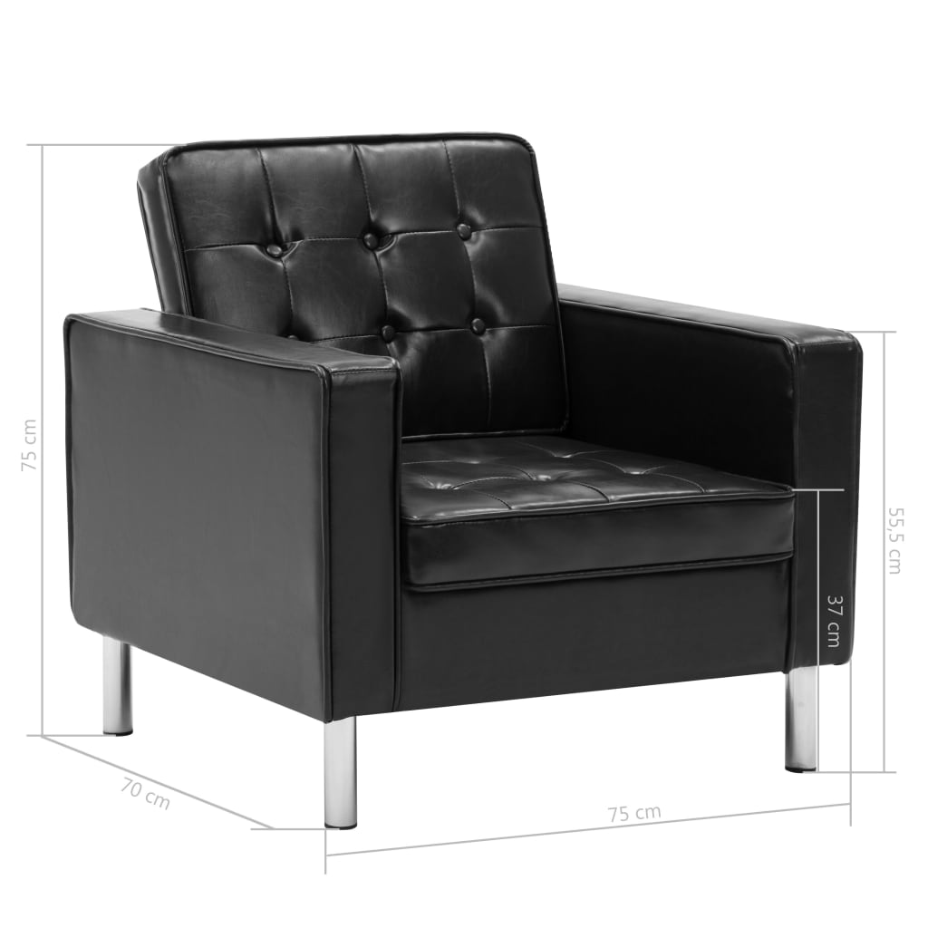 Fauteuil Noir 75x70x75 cm Similicuir - XIOS