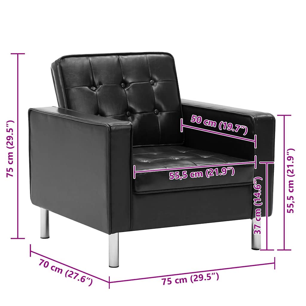 Fauteuil Noir 75x70x75 cm Similicuir - XIOS