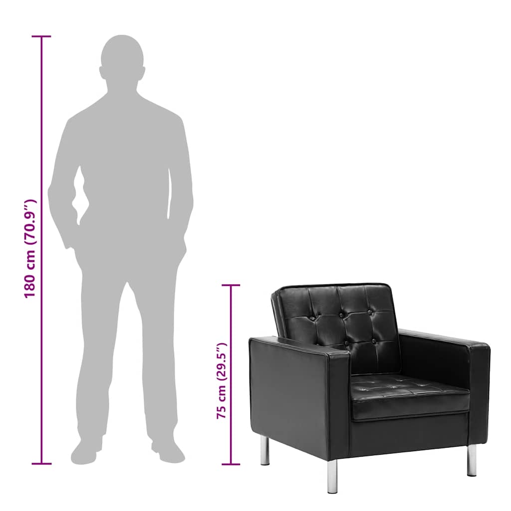 Fauteuil Noir 75x70x75 cm Similicuir - XIOS