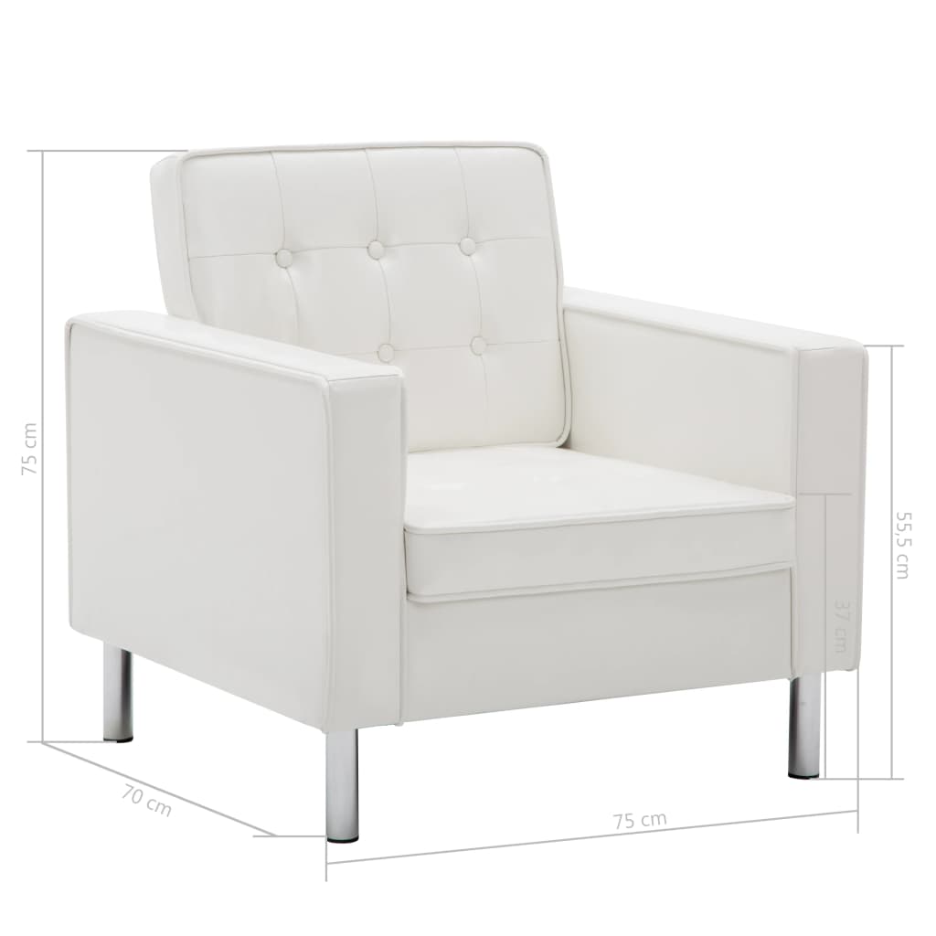 Fauteuil Blanc 75x70x75 cm Similicuir - XIOS