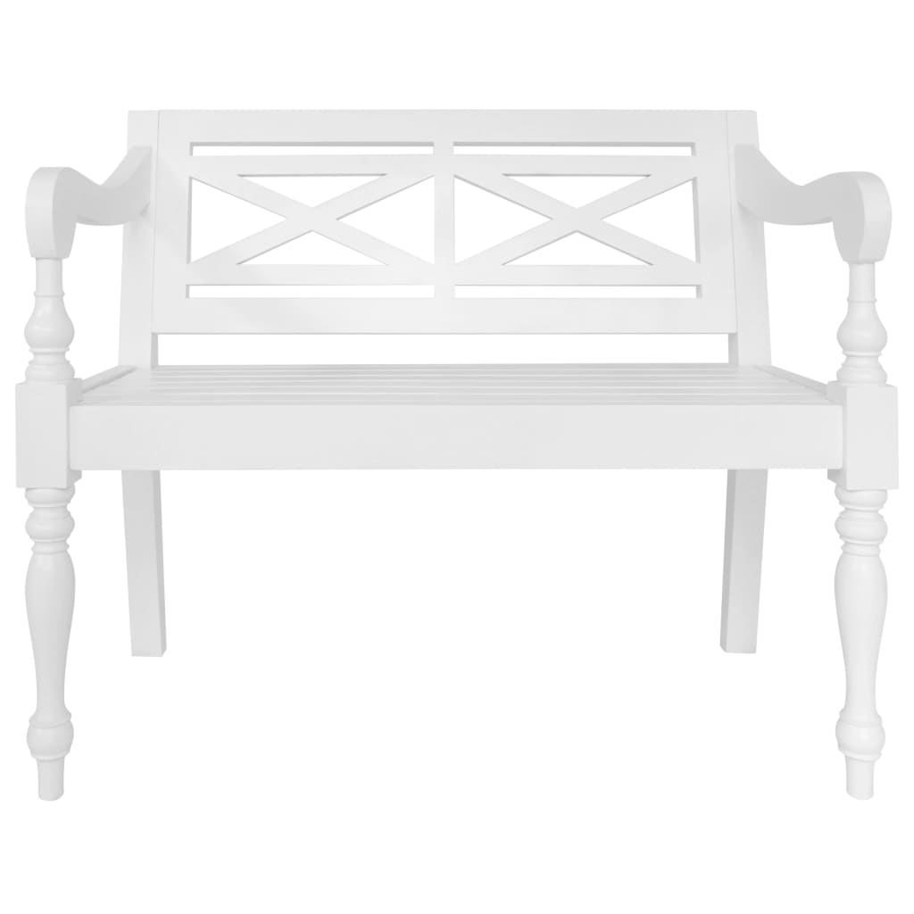 Banc Batavia 98 cm Bois d'acajou massif Blanc