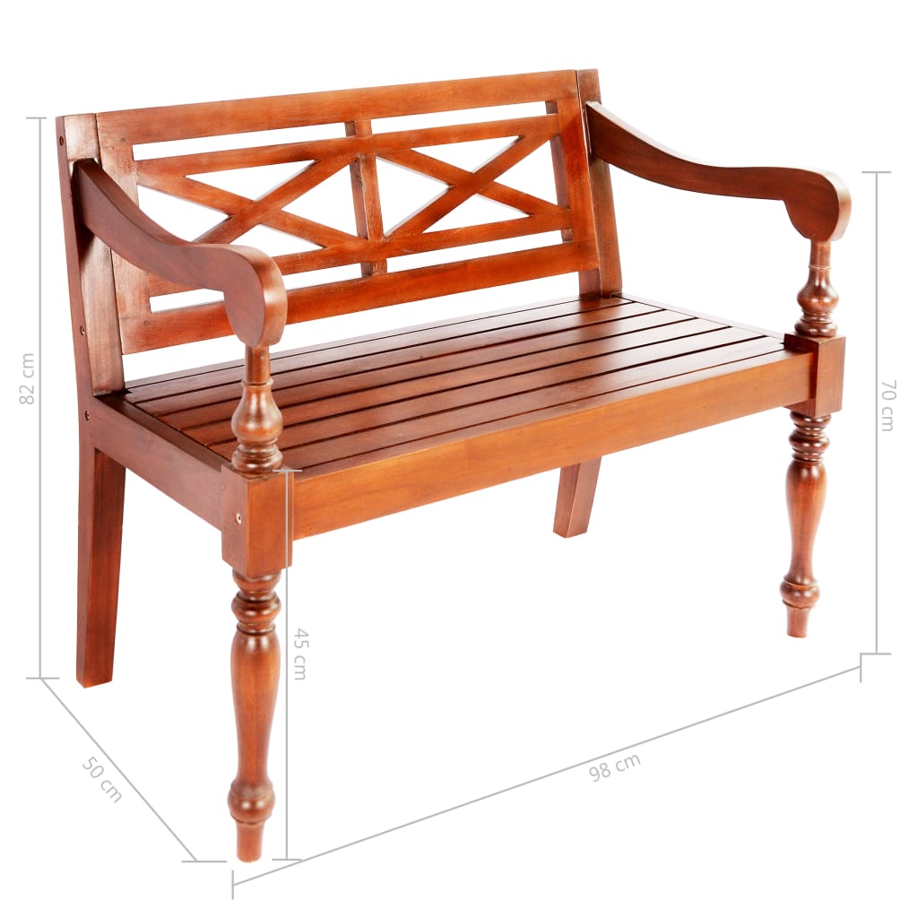 Banc Batavia 98 cm Bois d'acajou massif Marron foncé - XIOS