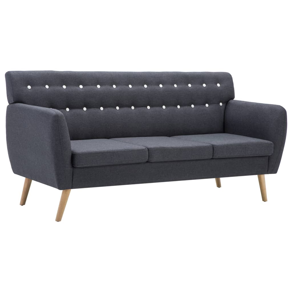 Canapé à 3 places Revêtement en tissu 172x70x82 cm Gris foncé - XIOS