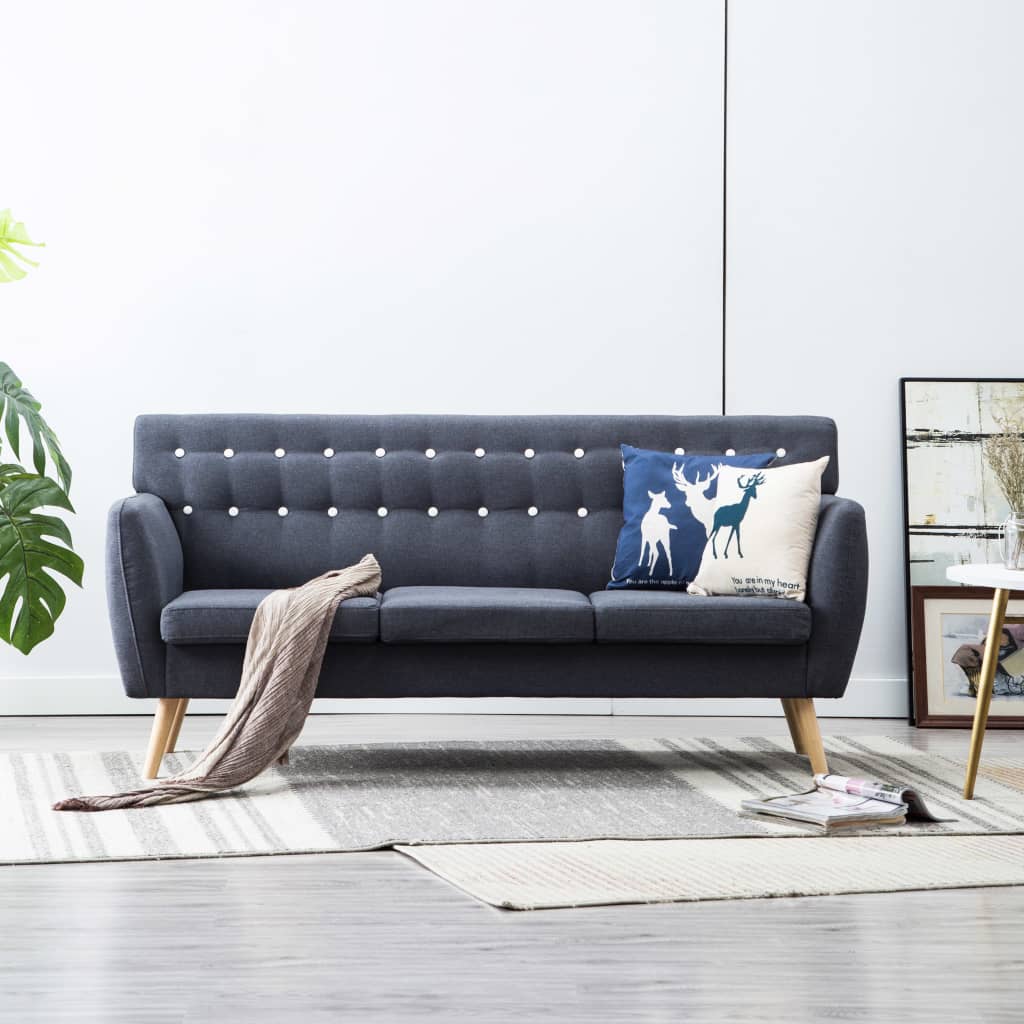 Canapé à 3 places Revêtement en tissu 172x70x82 cm Gris foncé - XIOS