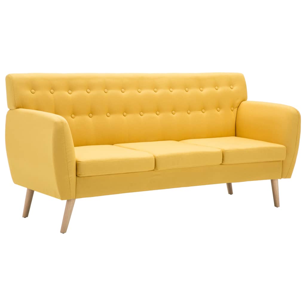 Canapé à 3 places revêtement en tissu 172x70x82 cm jaune - XIOS