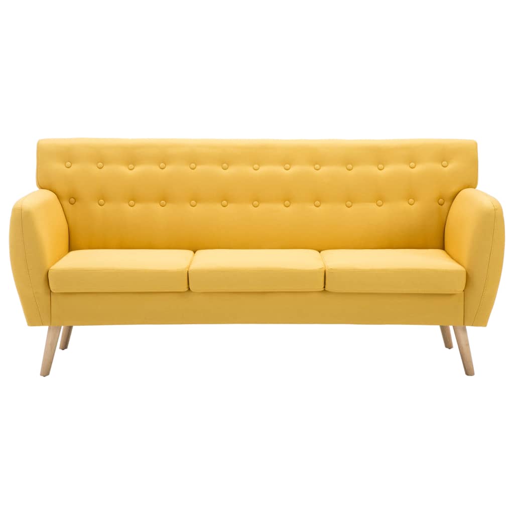 Canapé à 3 places revêtement en tissu 172x70x82 cm jaune - XIOS