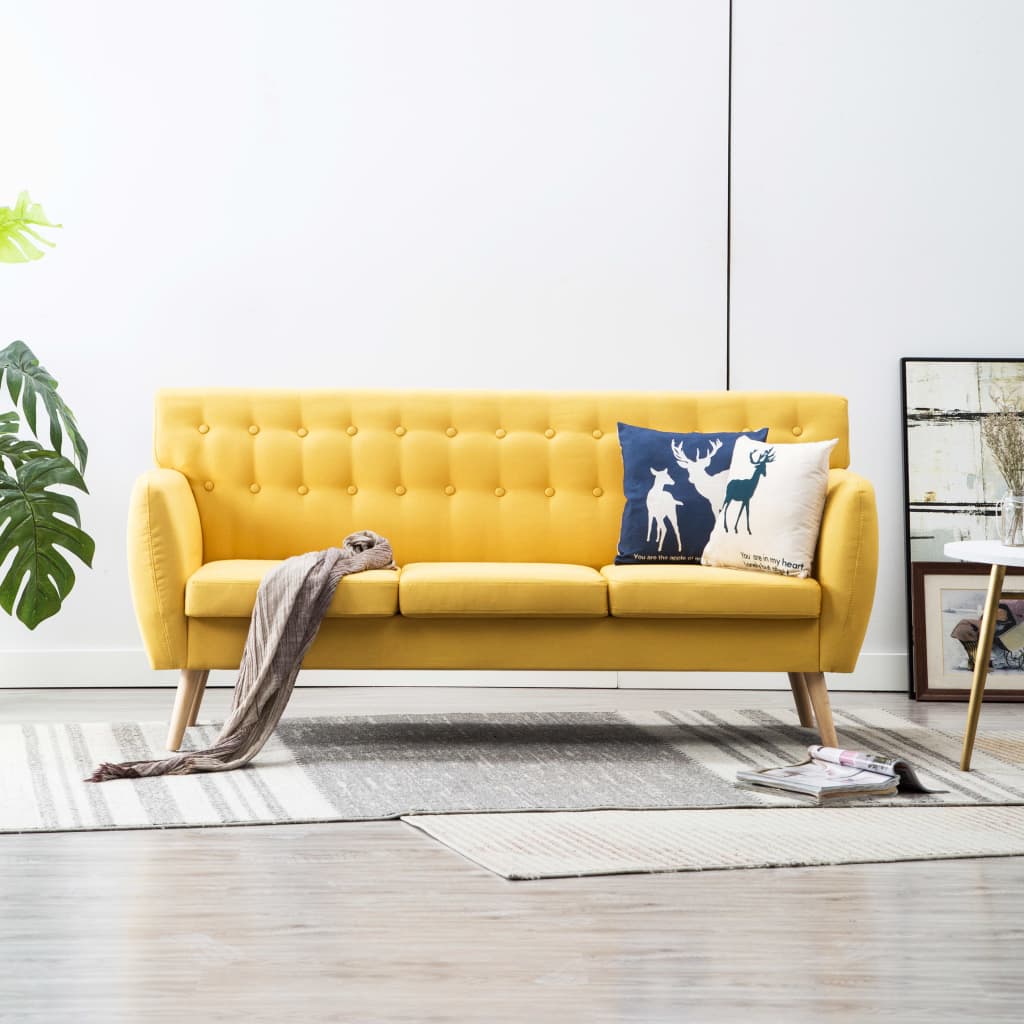 Canapé à 3 places revêtement en tissu 172x70x82 cm jaune - XIOS