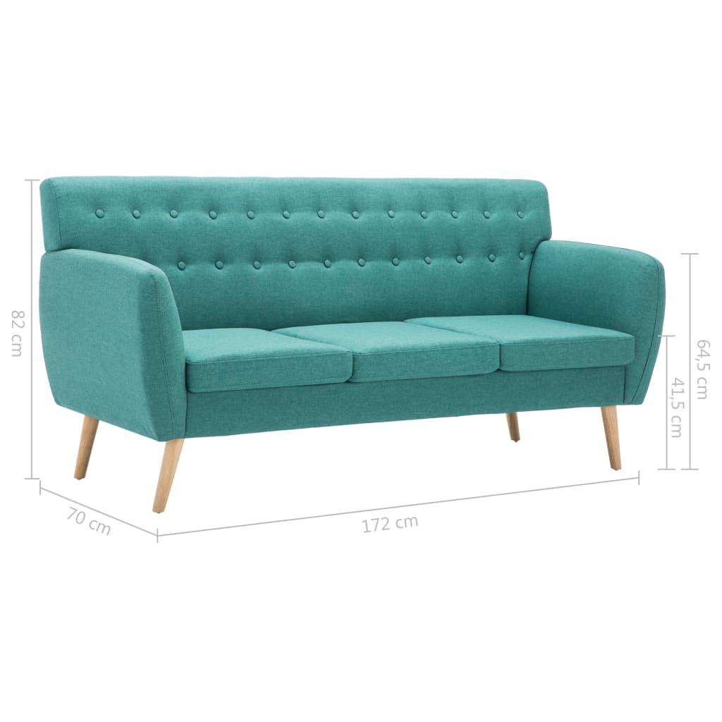 Canapé à 3 places revêtement en tissu 172x70x82 cm vert - XIOS