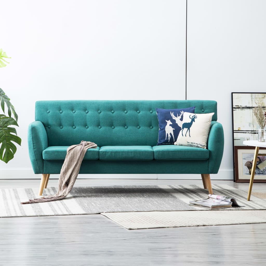 Canapé à 3 places revêtement en tissu 172x70x82 cm vert - XIOS