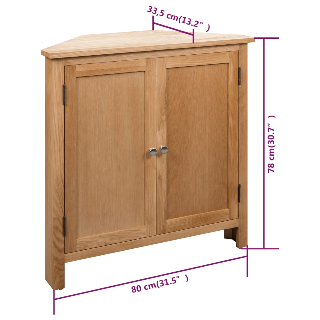 Armoire d'angle 80x33,5x78 cm Bois de chêne massif - XIOS