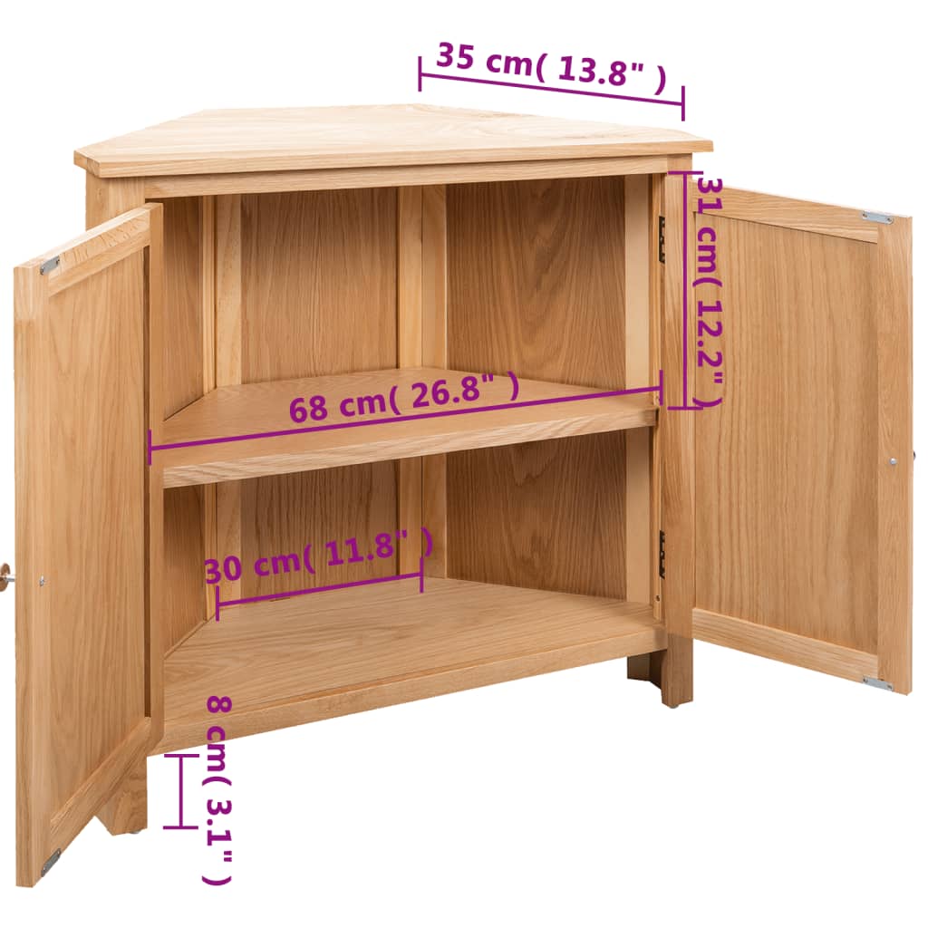 Armoire d'angle 80x33,5x78 cm Bois de chêne massif - XIOS