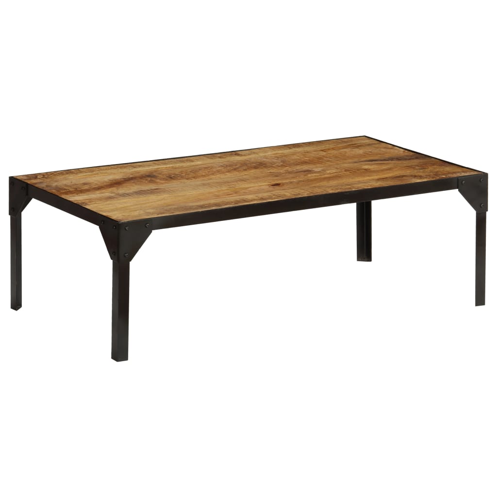 Table basse Bois massif de manguier brut et acier 110 cm - XIOS