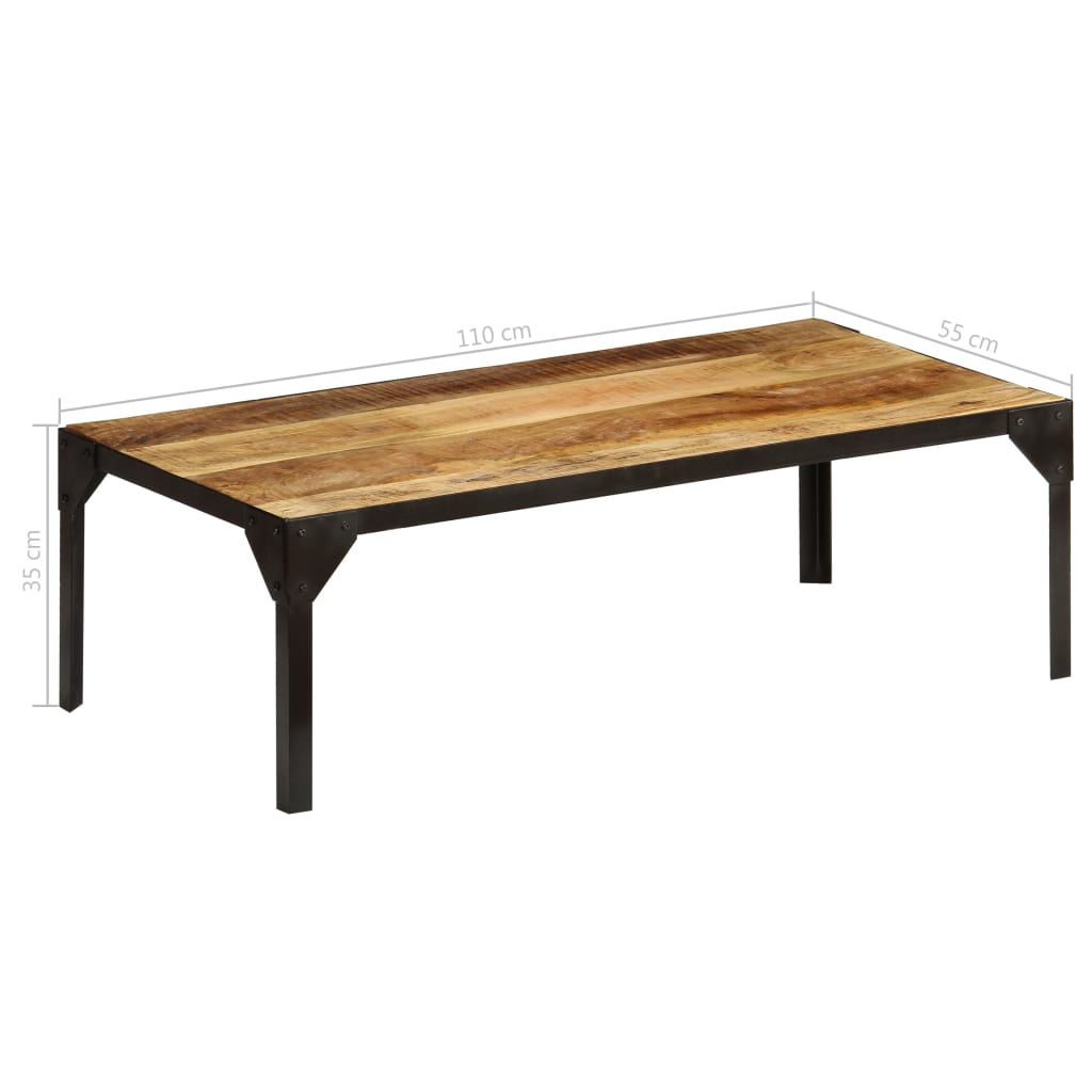 Table basse Bois massif de manguier brut et acier 110 cm - XIOS