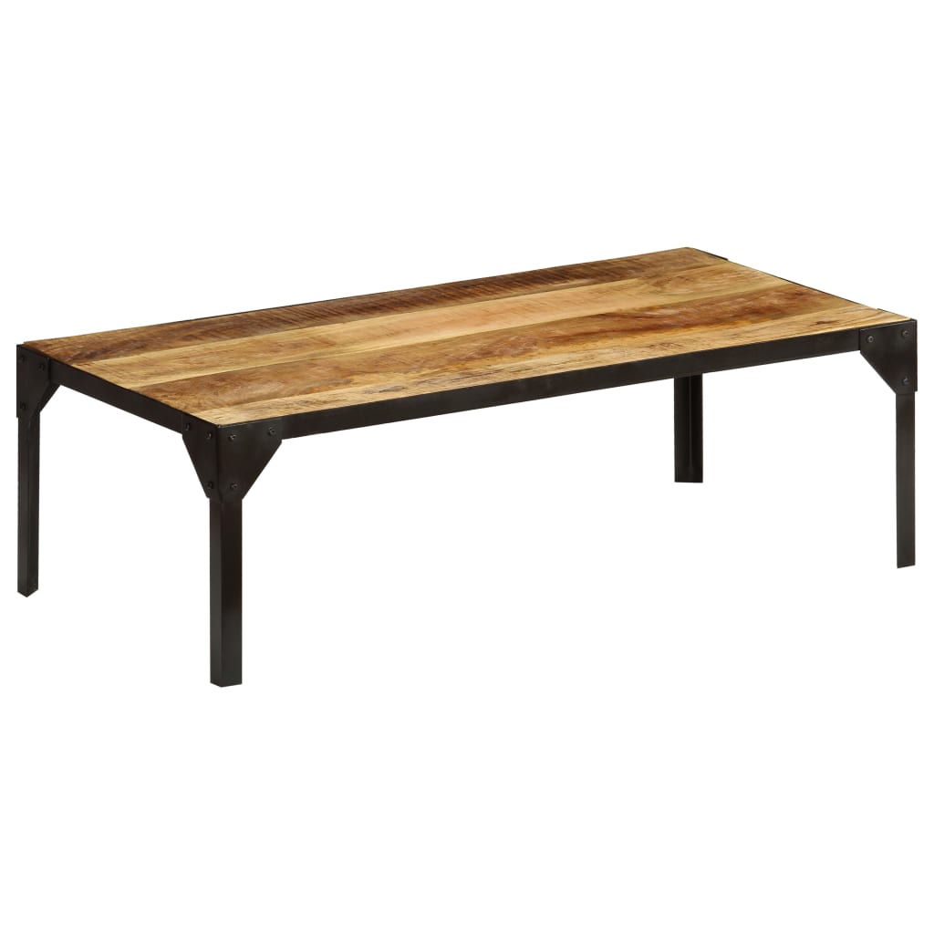 Table basse Bois massif de manguier brut et acier 110 cm - XIOS