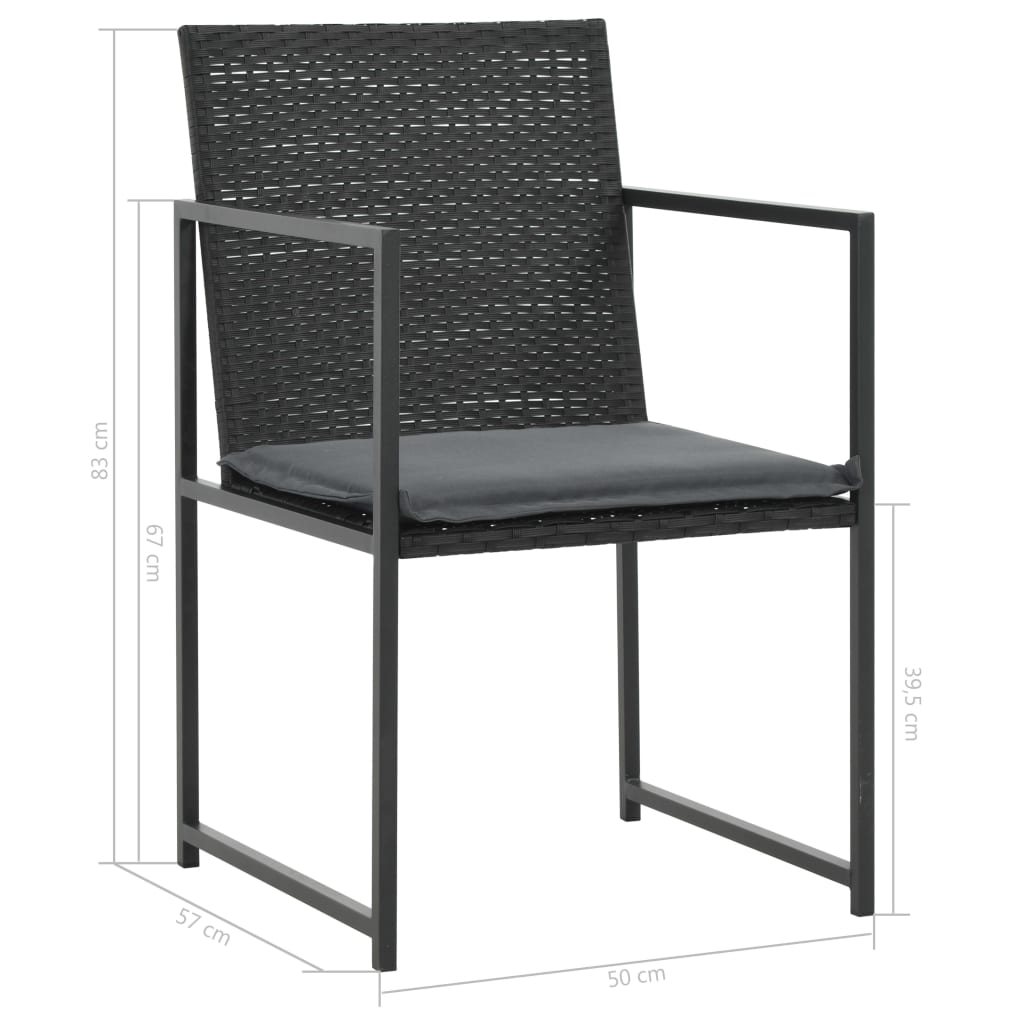 Ensemble à manger d'extérieur 7pcs coussins résine tressée noir - XIOS