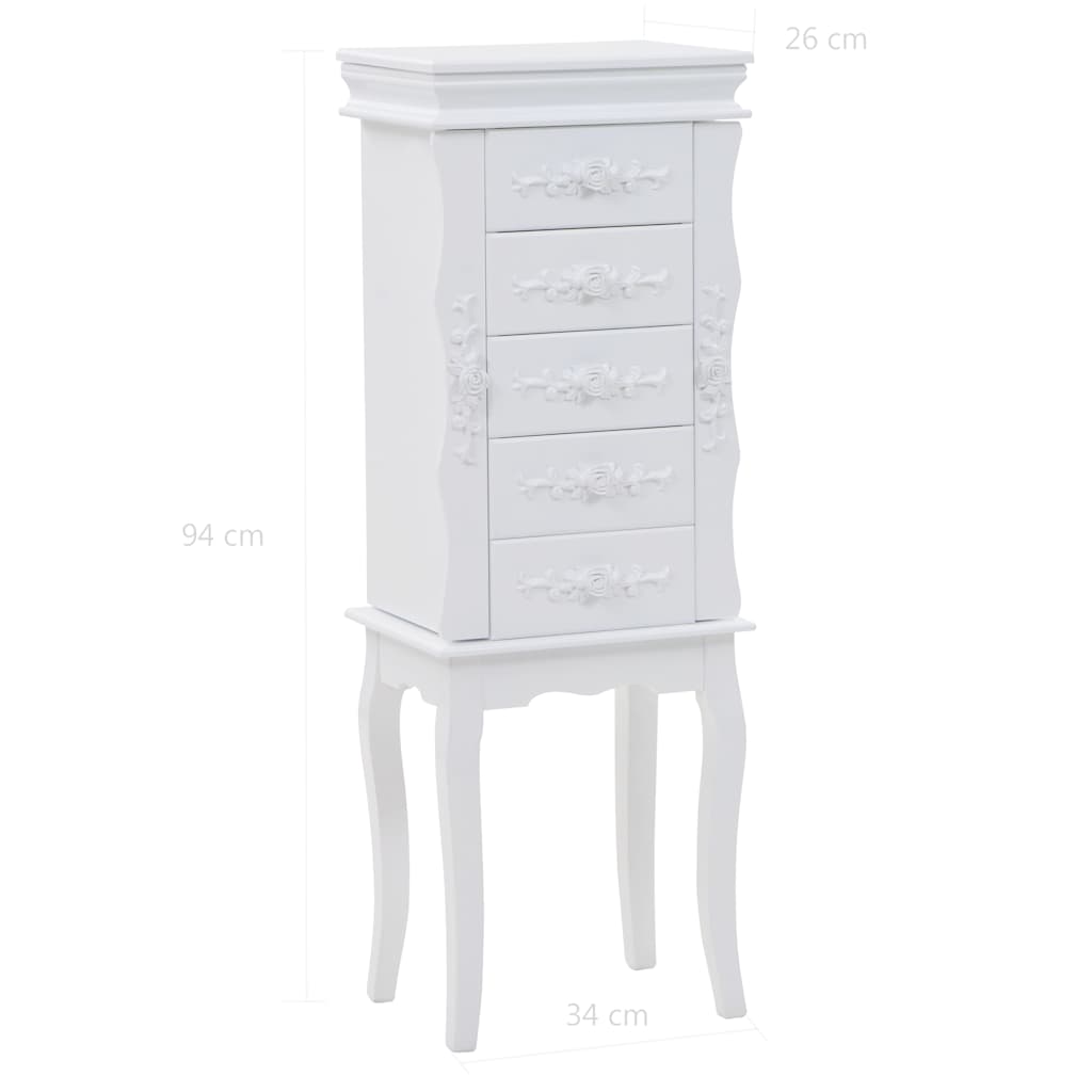 Armoire à bijoux sur pieds Blanc
