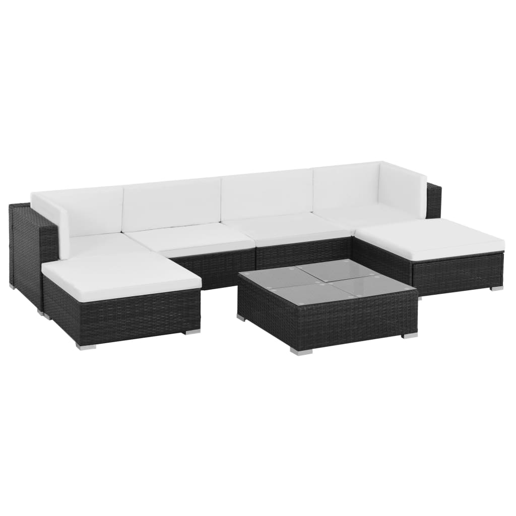 Salon de jardin 7 pcs avec coussins Résine tressée Noir - XIOS