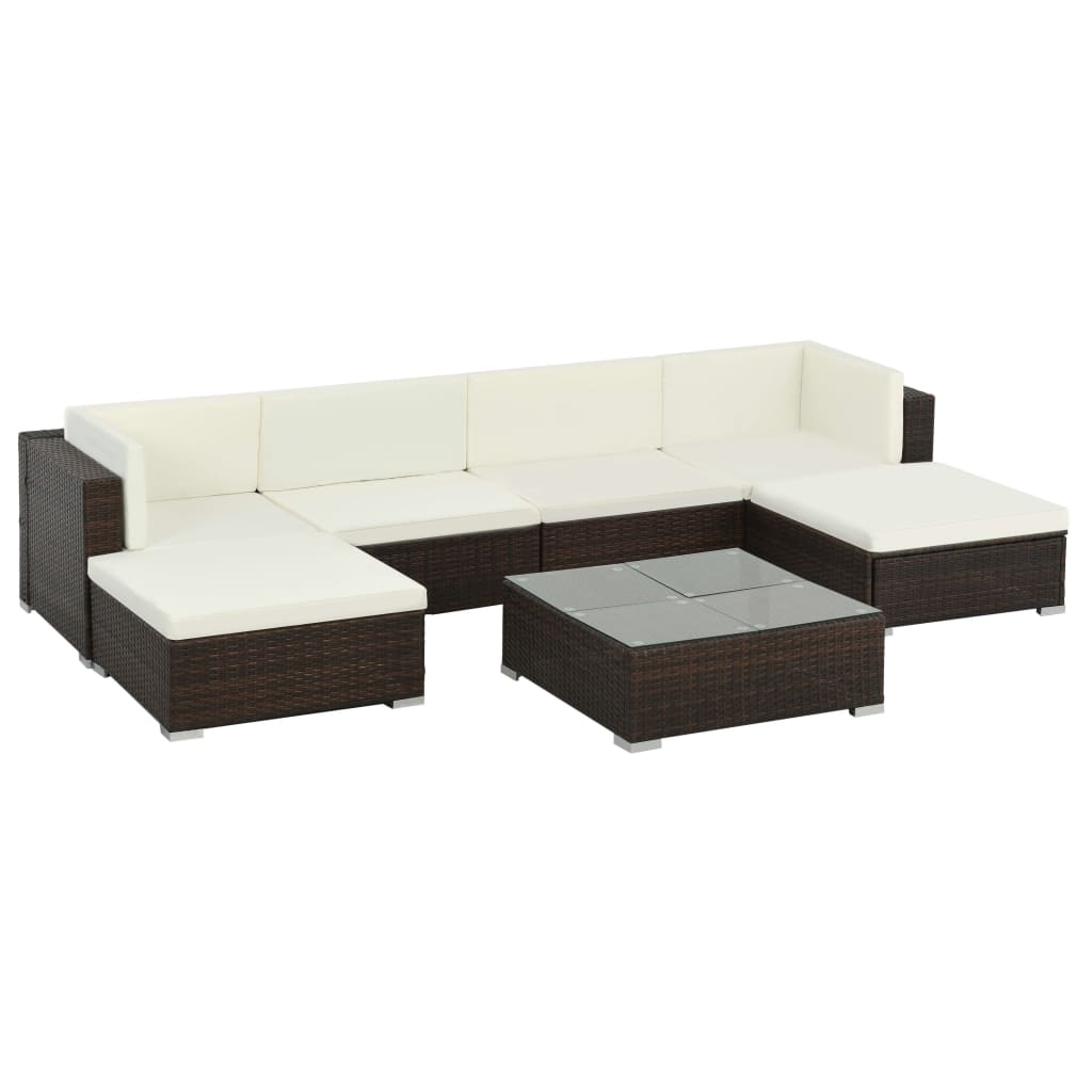 Salon de jardin 7 pcs avec coussins Résine tressée Marron - XIOS