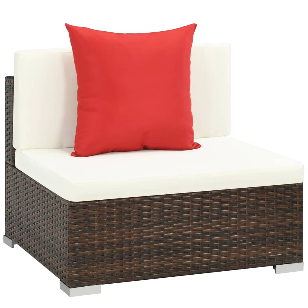 Salon de jardin 7 pcs avec coussins Résine tressée Marron - XIOS