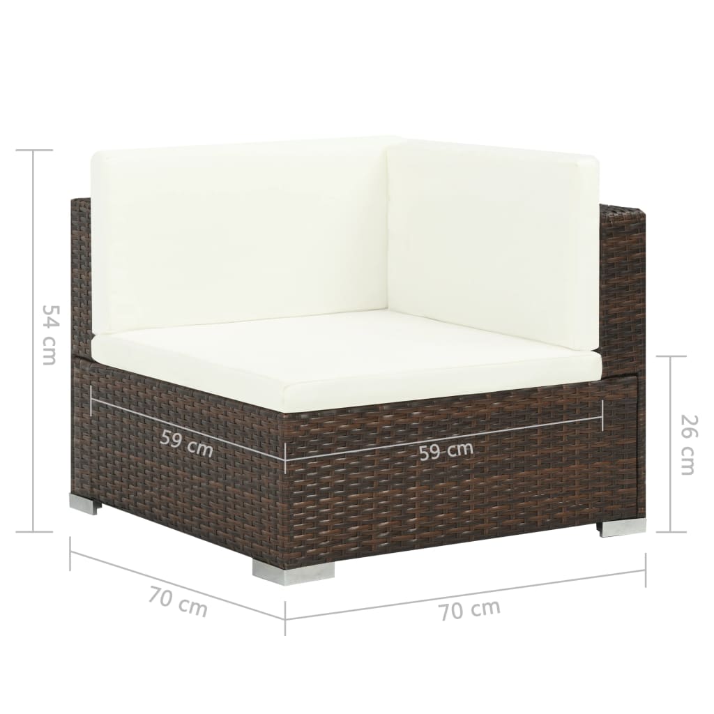 Salon de jardin 7 pcs avec coussins Résine tressée Marron - XIOS
