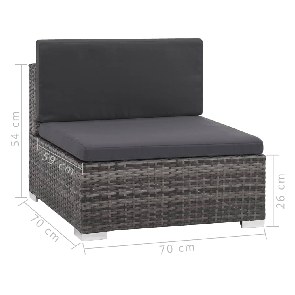 Salon de jardin 6 pcs avec coussins résine tressée gris - XIOS