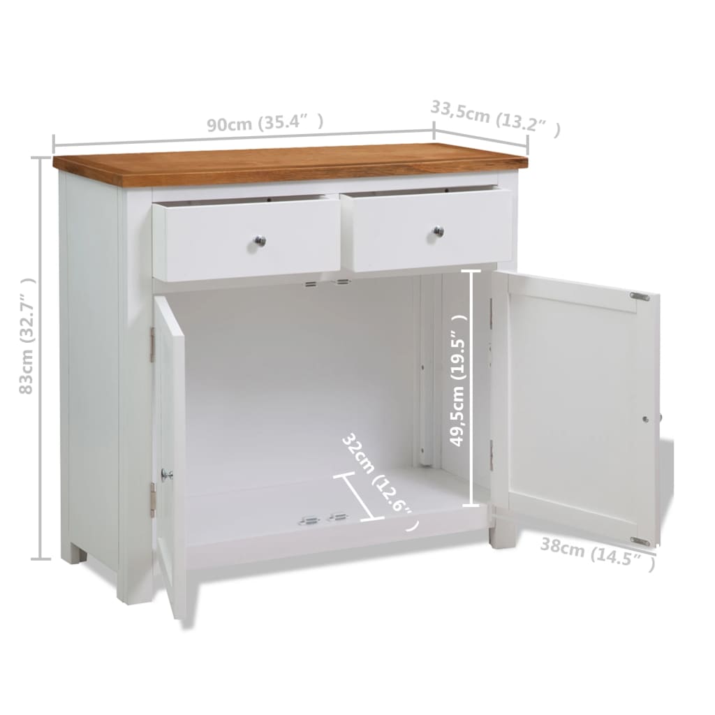 Buffet 90x33,5x83 cm Bois de chêne massif - XIOS