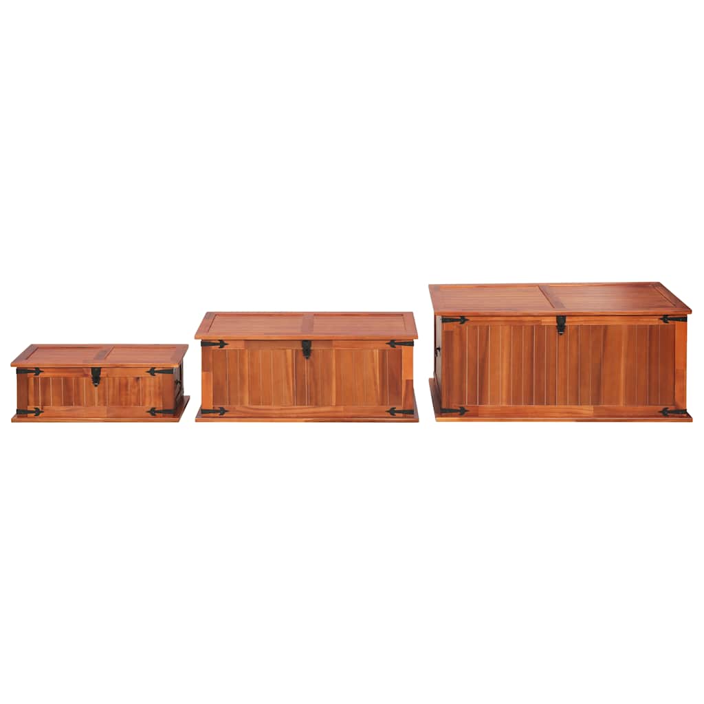 Coffres de rangement 3 pcs Bois d'acacia solide - XIOS