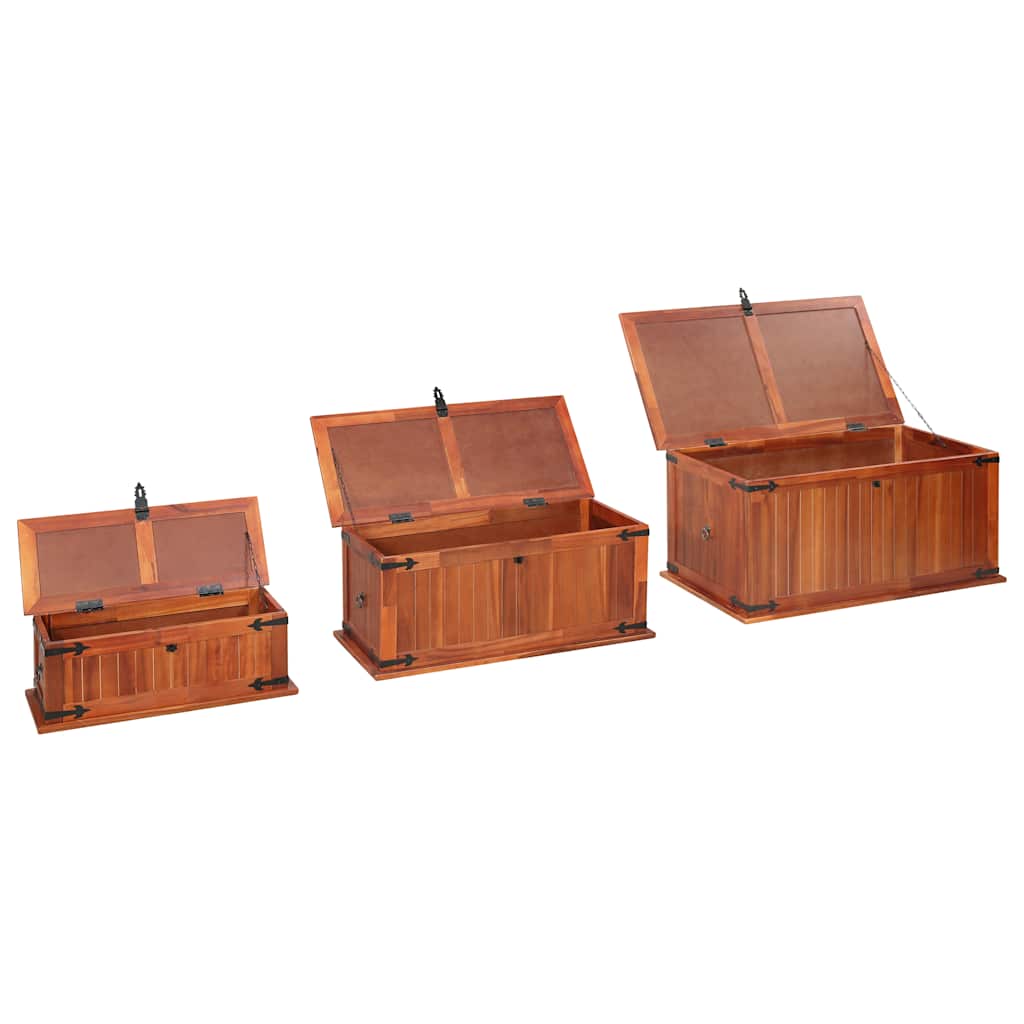 Coffres de rangement 3 pcs Bois d'acacia solide - XIOS