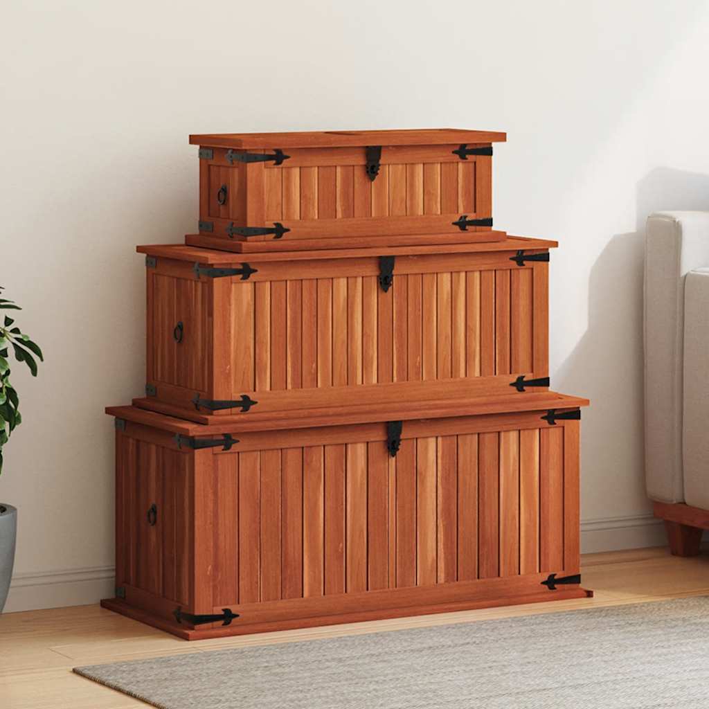 Coffres de rangement 3 pcs Bois d'acacia solide - XIOS