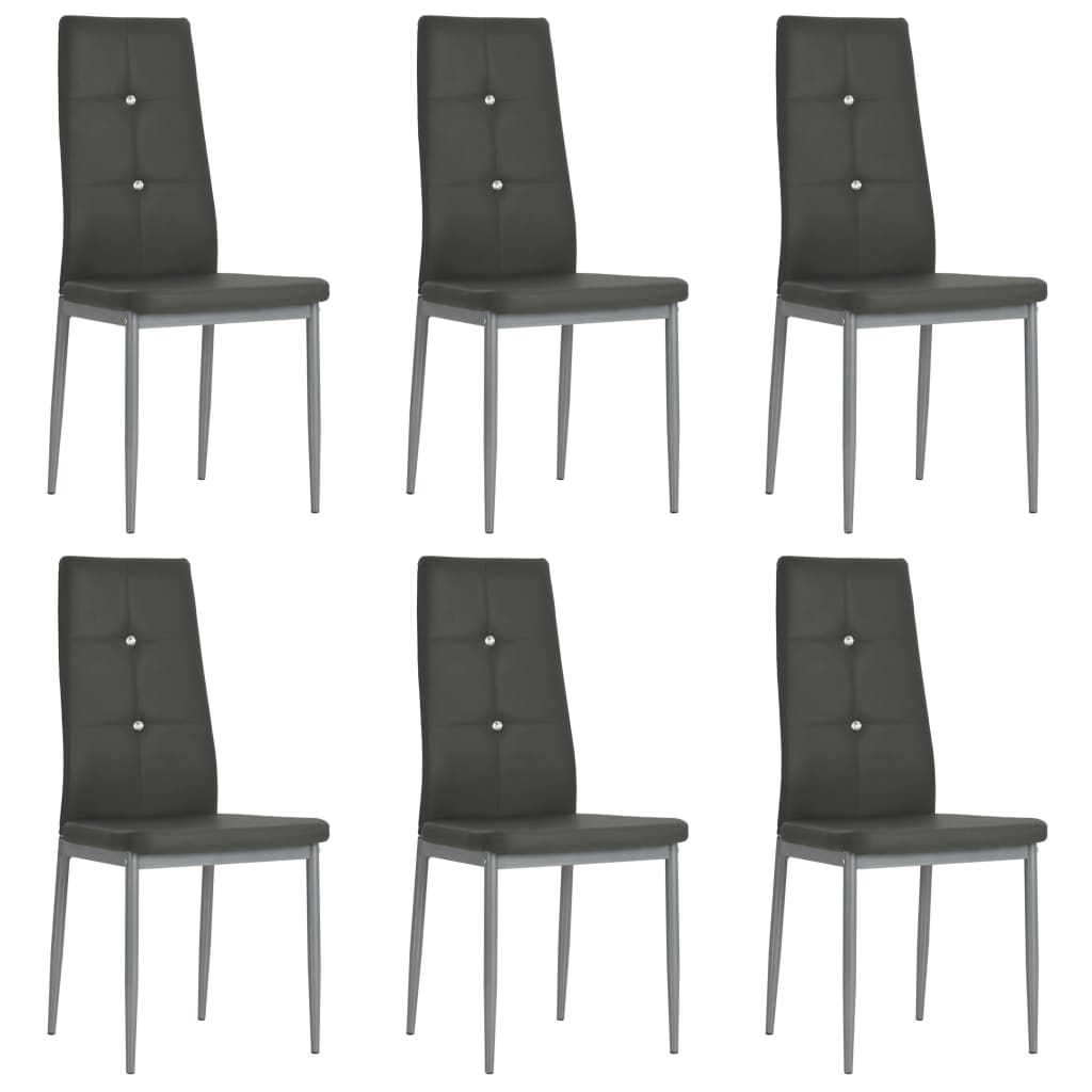 Chaises à manger lot de 6 gris similicuir - XIOS