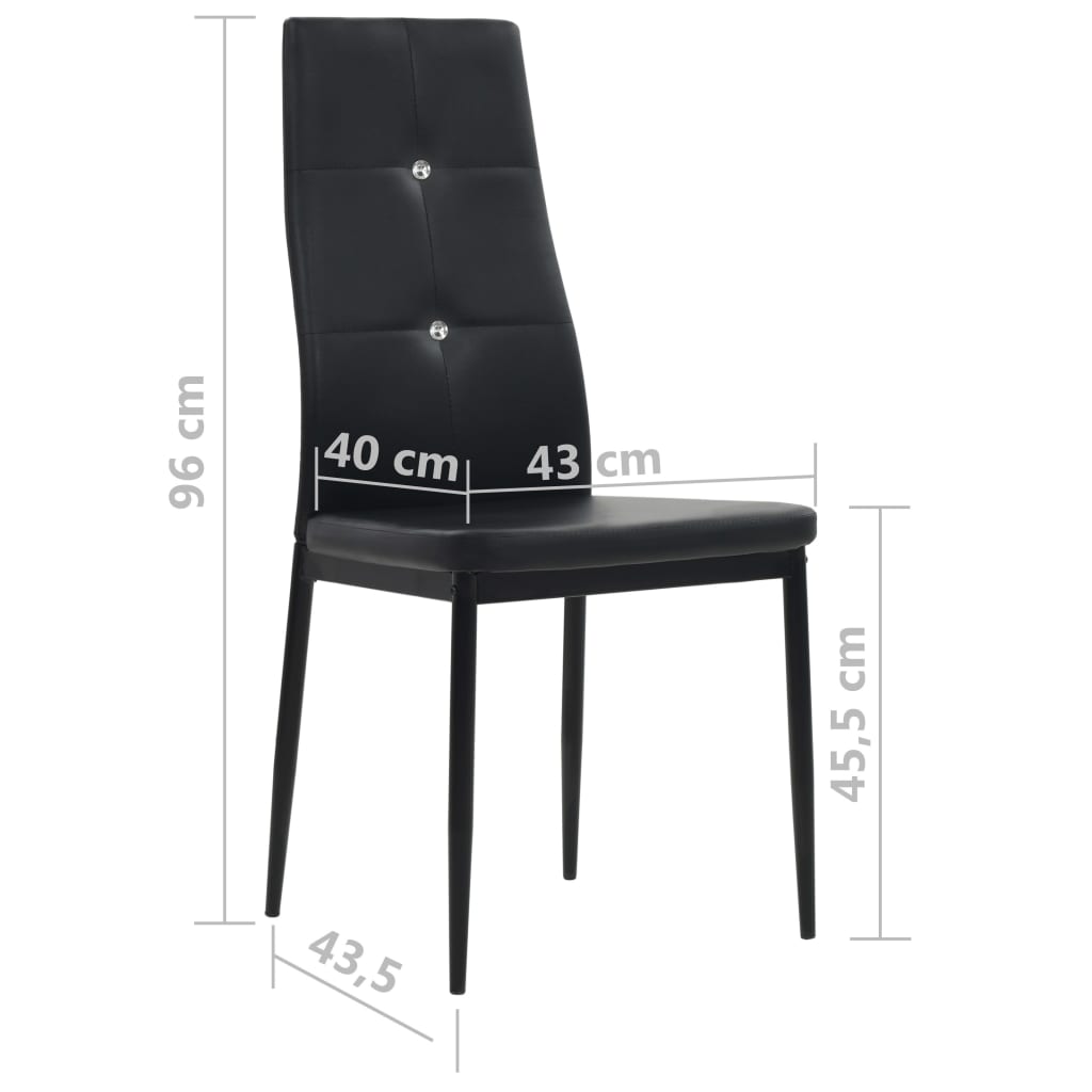 Chaises à manger lot de 6 noir similicuir - XIOS