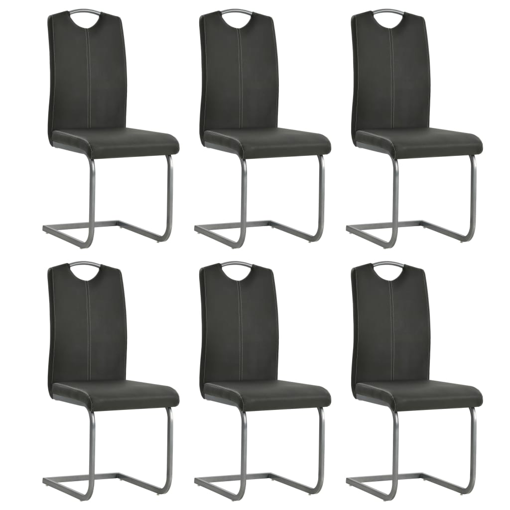 Chaises à manger cantilever lot de 6 gris similicuir - XIOS