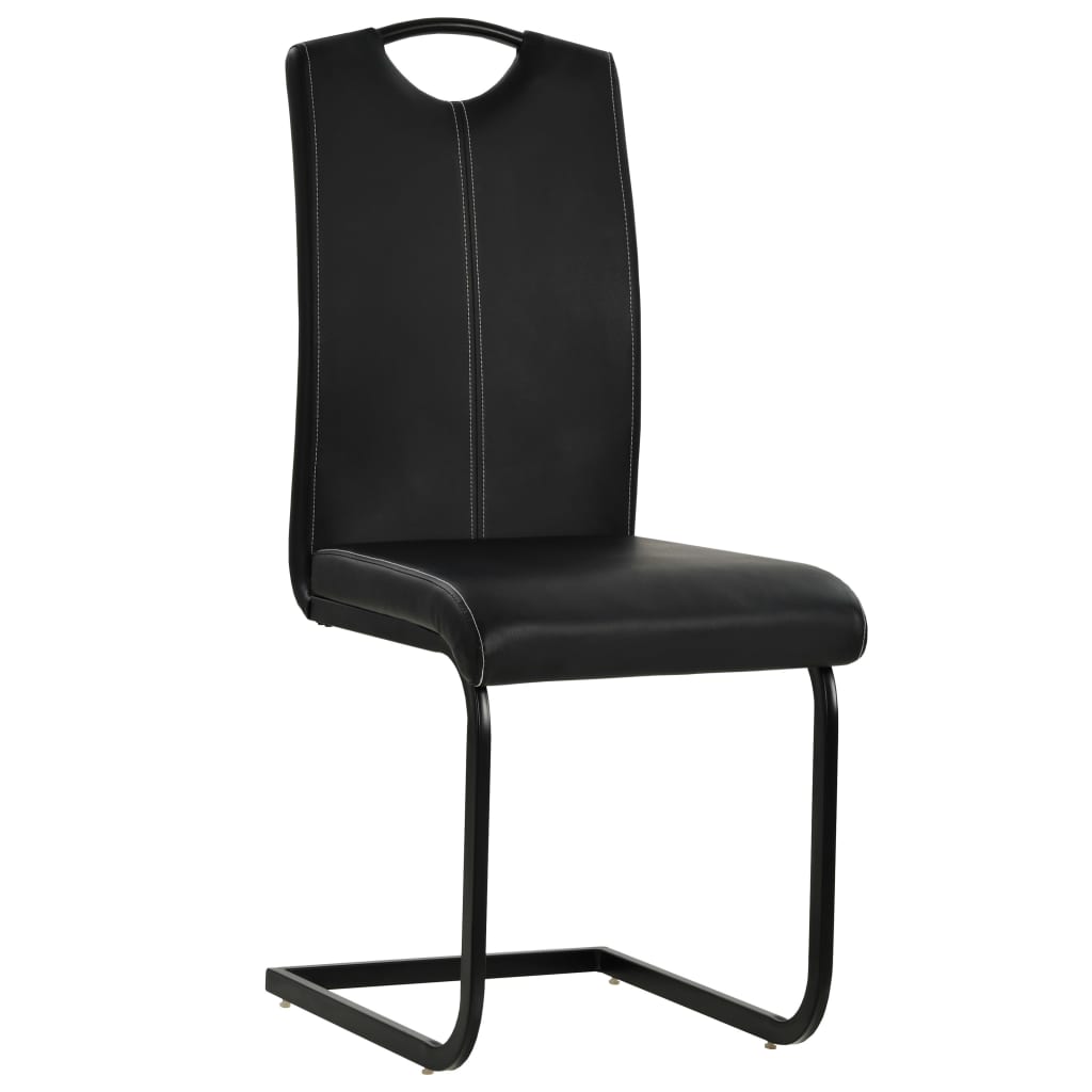 Chaises à manger cantilever lot de 6 noir similicuir - XIOS