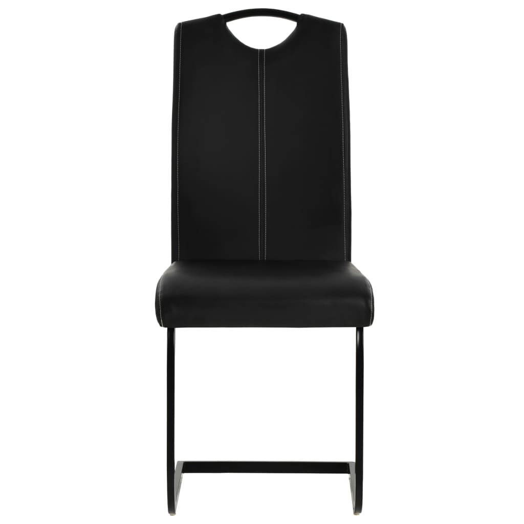 Chaises à manger cantilever lot de 6 noir similicuir - XIOS