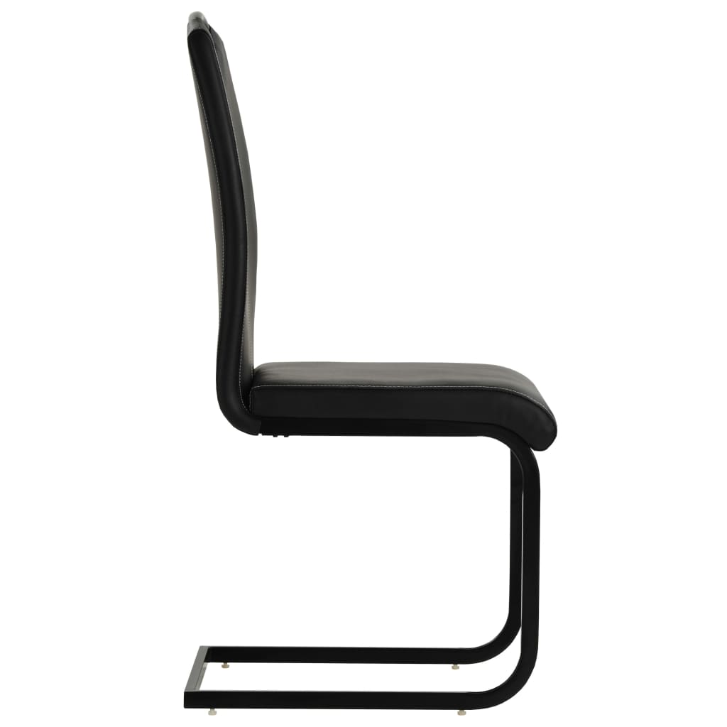 Chaises à manger cantilever lot de 6 noir similicuir - XIOS