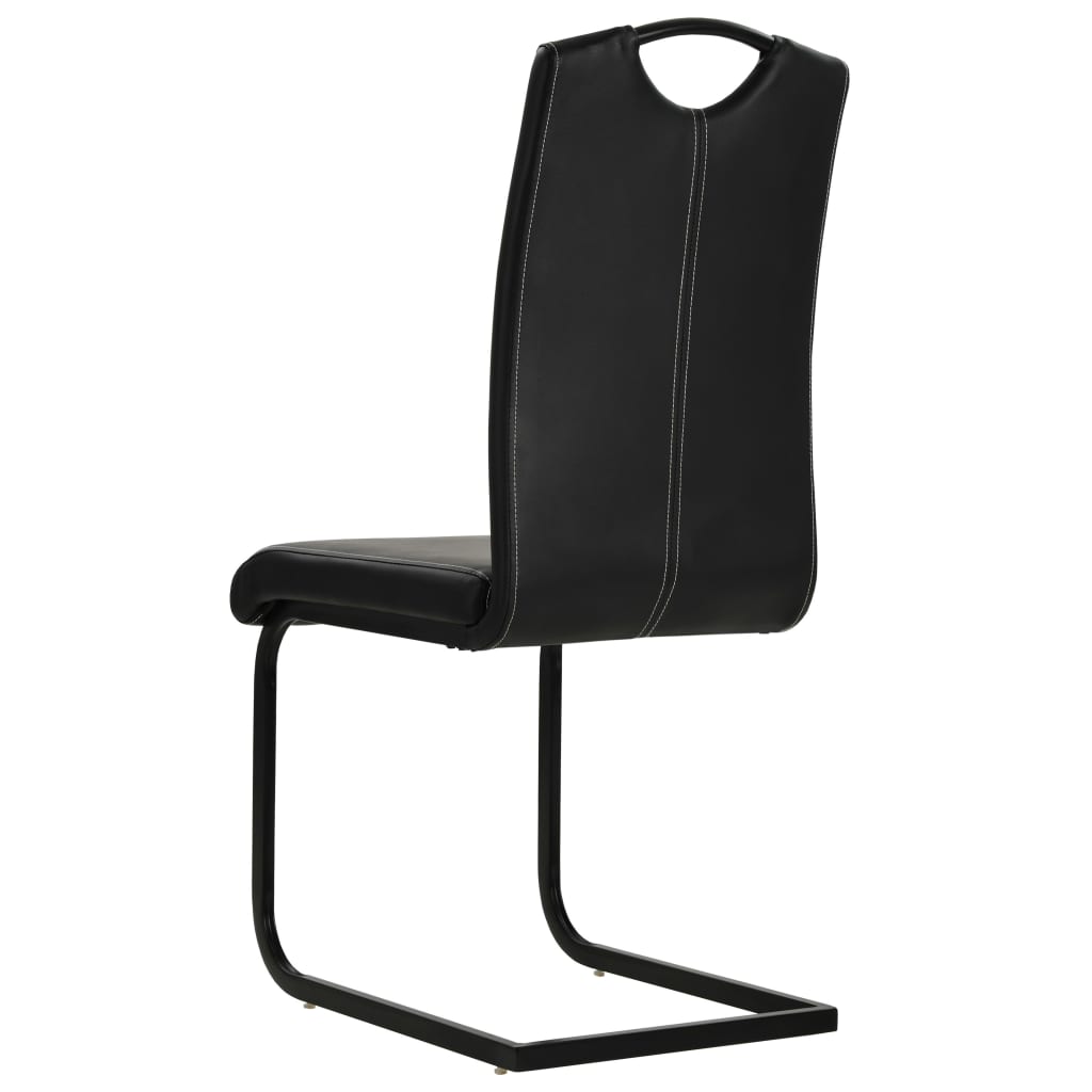 Chaises à manger cantilever lot de 6 noir similicuir - XIOS
