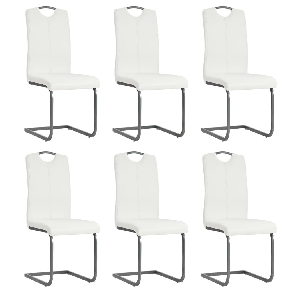 Chaises à manger cantilever lot de 6 blanc similicuir - XIOS