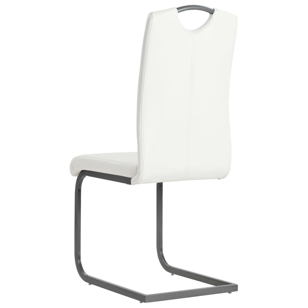 Chaises à manger cantilever lot de 6 blanc similicuir - XIOS