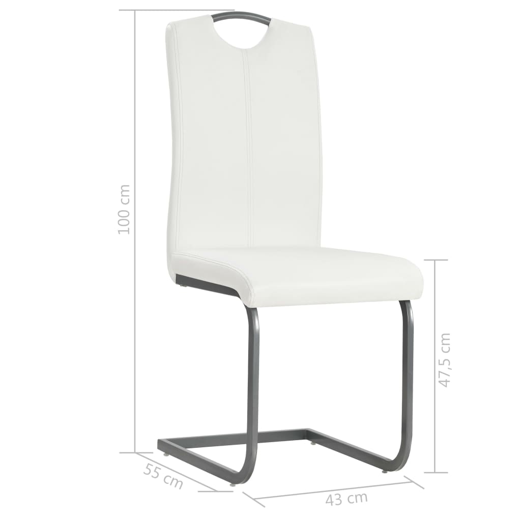Chaises à manger cantilever lot de 6 blanc similicuir - XIOS