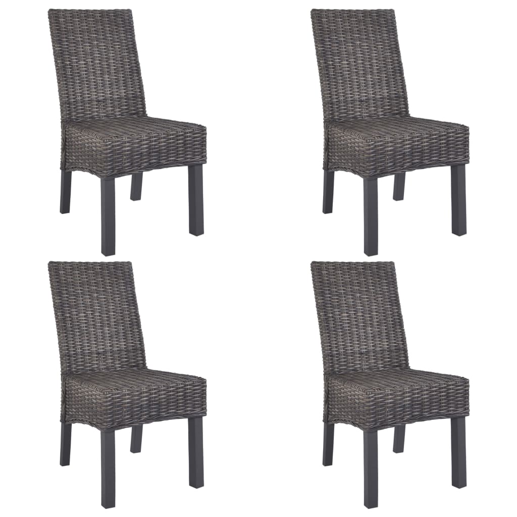 Chaises à manger lot de 4 marron rotin Kubu et bois de manguier - XIOS