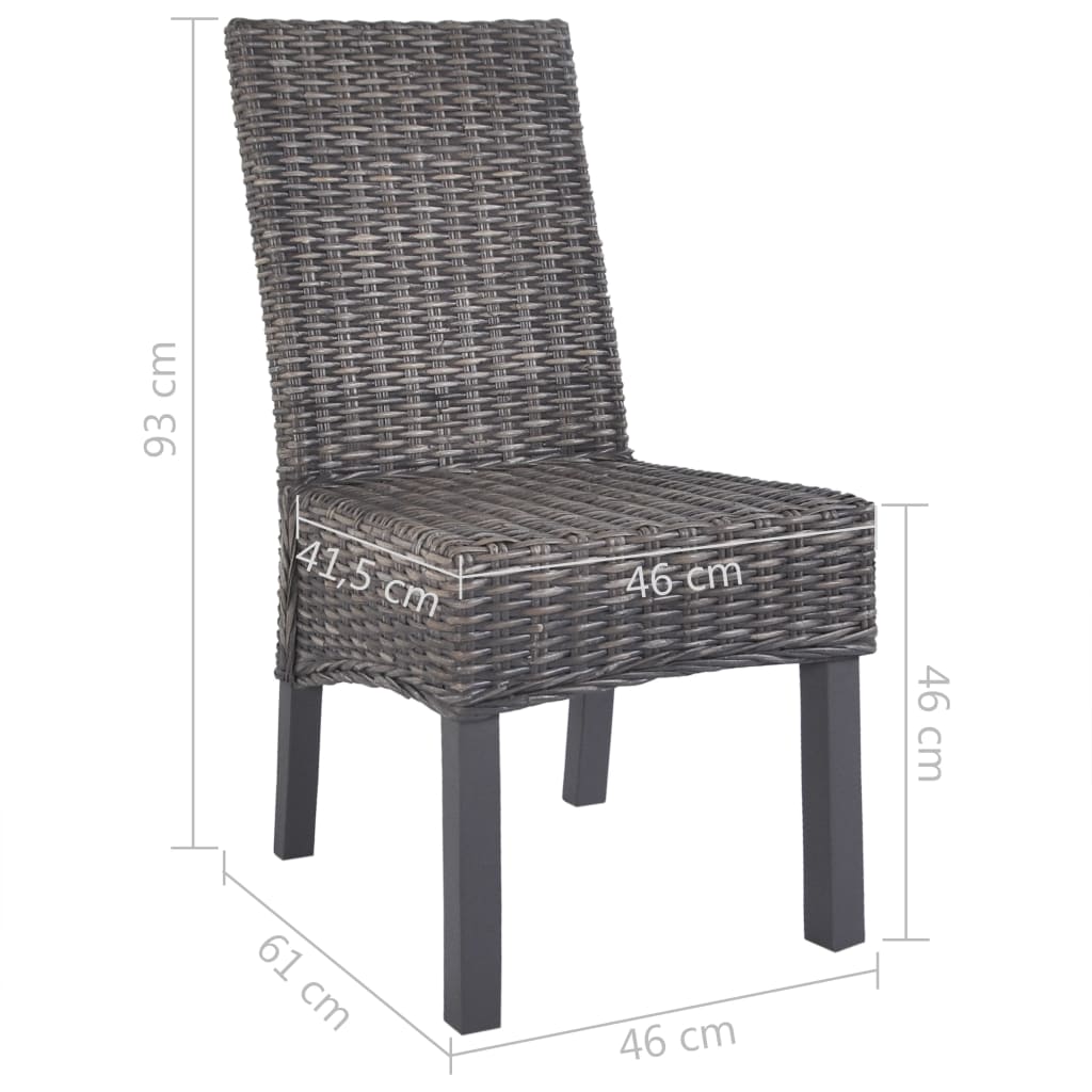 Chaises à manger lot de 4 marron rotin Kubu et bois de manguier - XIOS