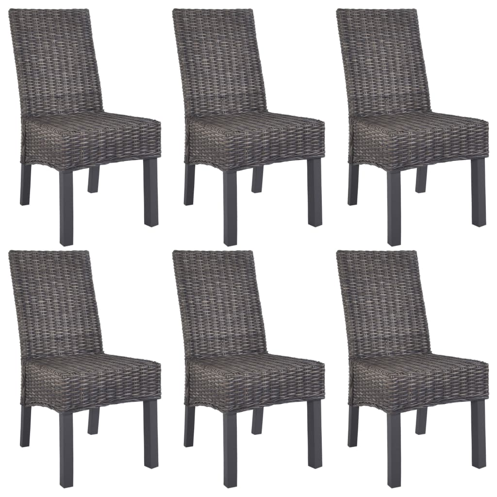 Chaises à manger lot de 6 marron rotin Kubu et bois de manguier - XIOS